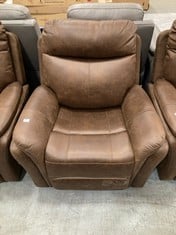 MONTE POWER RECLINER ARMCHAIR IN BROWN FAUX SUEDE RRP- £399