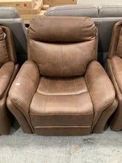 MONTE POWER RECLINER ARMCHAIR IN BROWN FAUX SUEDE RRP- £399