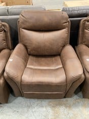 MONTE POWER RECLINER ARMCHAIR IN BROWN FAUX SUEDE RRP- £399