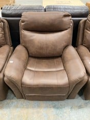 MONTE POWER RECLINER ARMCHAIR IN BROWN FAUX SUEDE RRP- £399