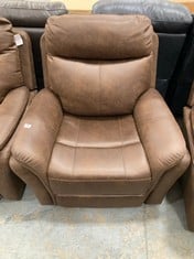 MONTE POWER RECLINER ARMCHAIR IN BROWN FAUX SUEDE RRP- £399