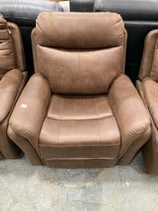 MONTE POWER RECLINER ARMCHAIR IN BROWN FAUX SUEDE RRP- £399