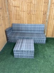 GREY MIX RATTAN GARDEN CORNER SOFA PART TO INCLUDE COFFEE TABLE