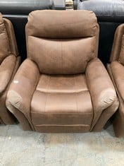 MONTE POWER RECLINER ARMCHAIR IN BROWN FAUX SUEDE RRP- £399