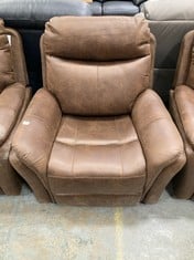 MONTE POWER RECLINER ARMCHAIR IN BROWN FAUX SUEDE RRP- £399