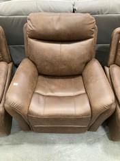 MONTE POWER RECLINER ARMCHAIR IN BROWN FAUX SUEDE RRP- £399