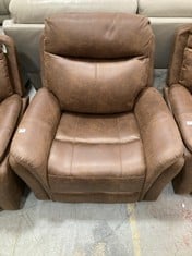 MONTE MANUAL RECLINER ARMCHAIR IN BROWN FAUX SUEDE RRP- £399