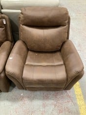 MONTE MANUAL RECLINER ARMCHAIR IN BROWN FAUX SUEDE RRP- £399