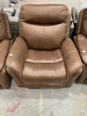 MONTE MANUAL RECLINER ARMCHAIR IN BROWN FAUX SUEDE RRP- £399