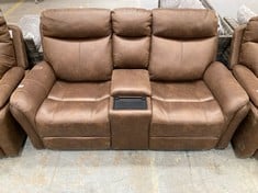 MONTE POWER RECLINER 2 SEATER SOFA WITH CONSOLE IN BROWN FAUX SUEDE RRP- £799