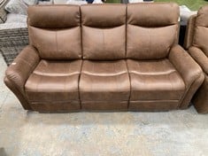 MONTE POWER RECLINER 3 SEATER SOFA IN BROWN FAUX SUEDE RRP- £799