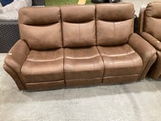 MONTE POWER RECLINER 3 SEATER SOFA IN BROWN FAUX SUEDE RRP- £799