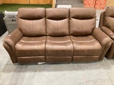 MONTE POWER RECLINER 3 SEATER SOFA IN BROWN FAUX SUEDE RRP- £799