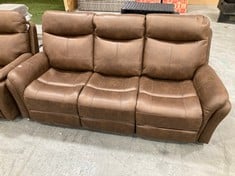 MONTE POWER RECLINER 3 SEATER SOFA IN BROWN FAUX SUEDE RRP- £799