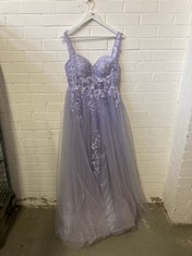 HEBEOS A-LINE PRINCESS TULLE SLEEVELESS TRAIN DRESS - GLITTER LAVENDER