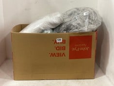 BOX OF ASSORTED JOHN LEWIS ITEMS TO INCLUDE JOHN LEWIS COTTON 200 X 200 CM DUVET COVER SET IN SATIN STRIPE GREY