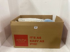 BOX OF ASSORTED JOHN LEWIS HOUSEHOLD ITEMS TO INCLUDE JOHN LEWIS EGYPTIAN COTTON EXTRA LARGE BATH SHEET IN WHITE