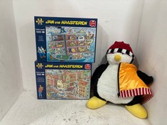 3 X ASSORTED KIDS TOYS / PUZZLE TO INCLUDE JUMBO JAN VAN HAASTEREN COMIC PUZZLE - 1000 PCS