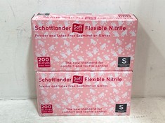 10 X SCHOTTLANDER SOFT TOUCH FLEXIBLE NITRILE EXAMINATION GLOVES - SMALL - PACK OF 200 / EACH