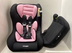 COZY N SAFE KEA I-SIZE BACKLESS CAR SEAT IN BLACK TO INCLUDE CHILD CAR SEAT IN BLACK / PINK