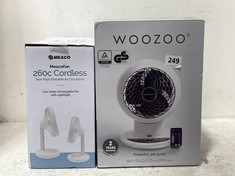 MEACO MEACO FAN 260C CORDLESS TWIN PACK PORTABLE AIR CIRCULATORS TO INCLUDE WOOZOO AIR CIRCULATOR FAN - WHITE