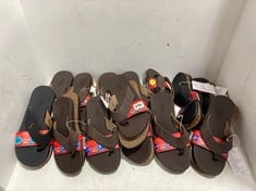 14 X FLOJOS MEN'S FLIP FLOPS - BLACK/BROWN - MIXED SIZES - UK 7/8/10/11