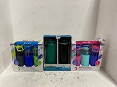 3 X ASSORTED THERMO FLASK / WATER BOTTLES SETS TO INCLUDE ZULU TRITAN WATER BOTTLES - PACK OF 3 - GREY/BLUE AND GREEN