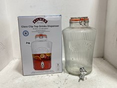 KILNER GLASS CLIP TOP DRINKS DISPENSER - 8L