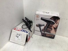 3 X ASSORTED ITEMS TO INCLUDE HAIR DRYER IN BLACK / ROSE GOLD