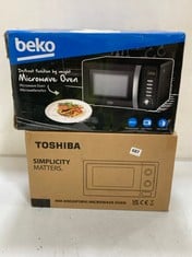 TOSHIBA MICROWAVE OVEN - MODEL NO.: MM-MM20P(WH) TO INCLUDE BEKO MICROWAVE OVEN - BLACK