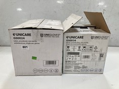 UNICARE GS0034 BLUE DISPOSABLE GLOVES SIZE L TO INCLUDE UNICARE GS0024 LATEX GLOVES SIZE L