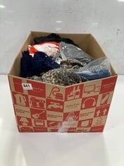 BOX OF ASSORTED CLOTHES TO INCLUDE LYCRA LEGGINGS IN BLACK SIZE S