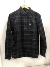 FRED PERRY TONAL TARTAN SHIRT IN BLACK SIZE S