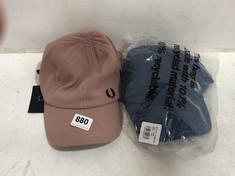 2 X FRED PERRY PIQUE HAT - 1 BLUE. 1 PINK