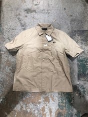 FRED PERRY SHORT SLEEVE PANELLED POPLIN BEACH SHIRT WARM GREY SIZE LG