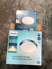 PHILIPS LED BATHROOM CEILING LIGHT DORIS CL257 CHROME TO INCLUDE PHILIPS LED CEILING LIGHT SUPER SLIM CL550 WHITE