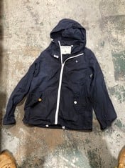 TRESPASS HOODED PADDED COAT BLACK SIZE M TO INCLUDE JACK WILLS HOODED LIGHTWEIGHT JACKET NAVY SIZE 12