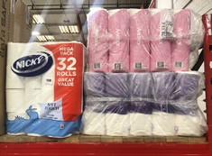 4 X ASSORTED ITEMS TO INCLUDE NICKY SOFT TOUCH TOILET TISSUE 32 ROLLS