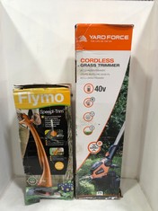 YARD FORCE 40V 30CM CORDLESS GRASS TRIMMER LTG30W TO INCLUDE FLYMO SPEEDI-TRIM CORDED GRASS TRIMMER