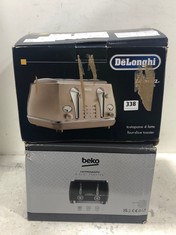 DELONGHI ICONA METALLICS FOUR-SLICE TOASTER CTOT4003.BG - RRP £114 TO INCLUDE BEKO COSMOPOLIS 4-SLICE TOASTER