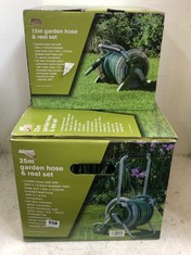 25M GARDEN HOSE & REEL SET TO INCLUDE 15M GARDEN HOSE & REEL SET