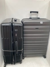 2 X JOHN LEWIS ANYDAY LARGE HARDSHELL 4 WHEEL SUITCASES IN BLACK AND GREY