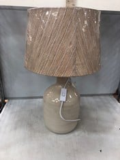 2 X STONE THE CROWS SM BARREL HEAD L.BASE-PASTEL BEIGE TO INCLUDE BEIGE LAMPSHADE