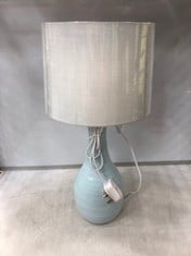 1 X STONE THE CROWS SM.TEARDROP LAMPBASE-PASTEL MINT- HEIGHT 30CMS TO INCLUDE STONE THE CROWS NUMBER FOUR LAMP SHADE : PASTEL MINT - 22.5X24.5X17.5CMS - TOTAL RRP Â£86