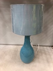 1 X STONE THE CROWS SM.TEARDROP LAMPBASE - LIGHT BLUE - HEIGHT 30CMS TO INCLUDE STONE THE CROWS NUMBER FOUR LAMP SHADE : LIGHT BLUE - 22.5X24.5X17.5CMS - TOTAL RRP Â£86