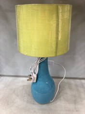 1 X STONE THE CROWS SM.TEARDROP LAMPBASE - LIGHT BLUE - HEIGHT 30CMS TO INCLUDE STONE THE CROWS NUMBER FOUR LAMP SHADE : LIGHT BLUE - 22.5X24.5X17.5CMS - TOTAL RRP Â£86