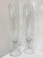 2 X STONE THE CROWS LARGE GOBLET VASE - HEIGHT 58 CMS - TOTAL RRP £56