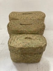 8 X STONE THE CROWS SET OF 3 TALL LIDDED BASKETS- LENGTH 15/19/24 CM - TOTAL RRP £88