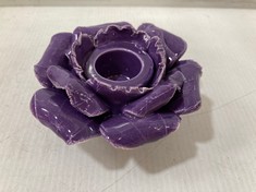 4 X STONE THE CROWS ROSE CANDLE HOLDER - VIOLET - DIAMETER 11.5CMS - TOTAL RRP £20