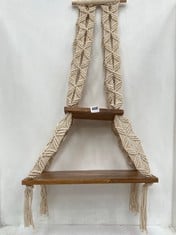 3 X STONE THE CROWS MACRAME HANGING SHELVES